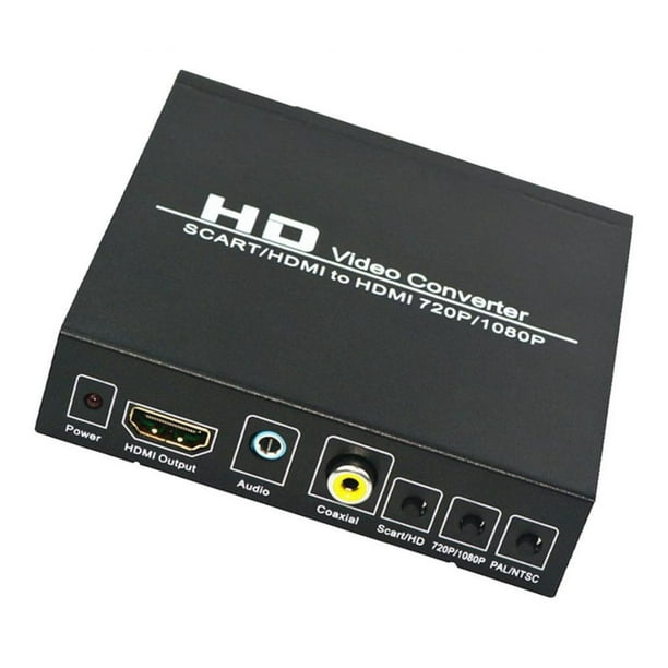 1 paquete de convertidor de euroconector a HDMI compatible con conector HDMI  de salida de metal negro Sunnimix Convertidor SCART HDMI a HDMI