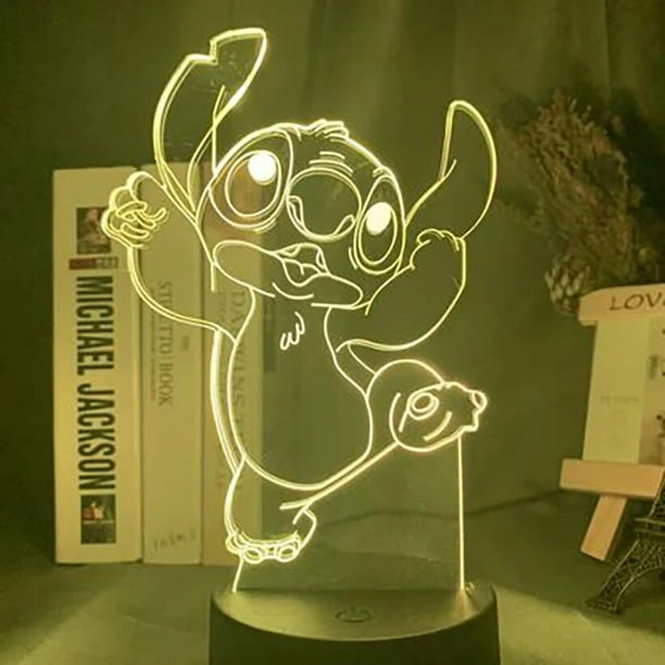 Disney STITCH & LILO figura de luz nocturna Led 3D para niños, decoración  de habitación de cama, lámpara de Anime 3d, regalo de cumpleaños y Navidad  para niños