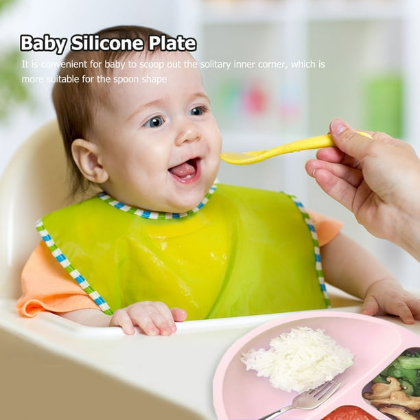 Plato de comedor de silicona para bebé, plato de alimentación para