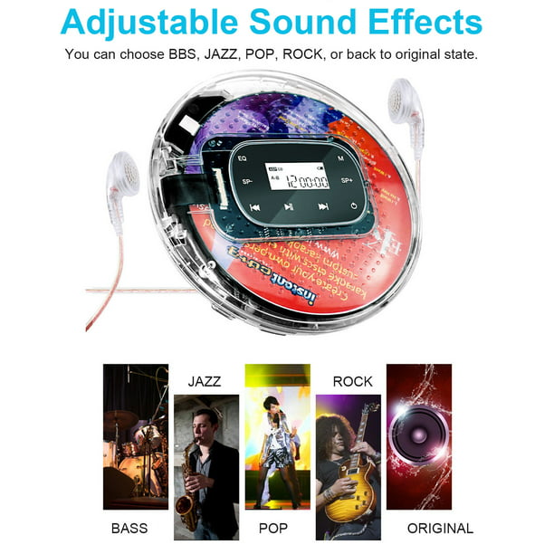 Reproductor de CD portátil con Bluetooth, Qoosea Reproductores de CD de  montaje en pared, reproductor de música, Boombox de audio para el hogar con