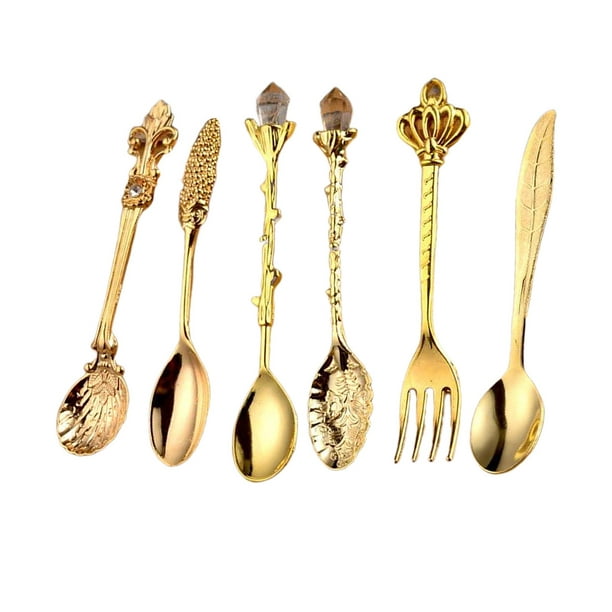 Base Cisne Cucharillas para Postre , Opción8 Oro BLESIY utensilio de cocina  cuchara tenedor