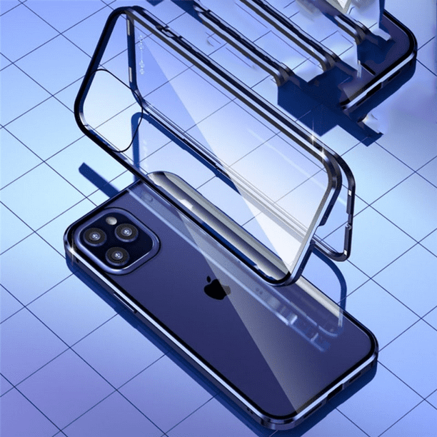 Funda Magnética Metálica De Doble Cara Para iPhone, 1 Pcs Color Azul For iPhone  13
