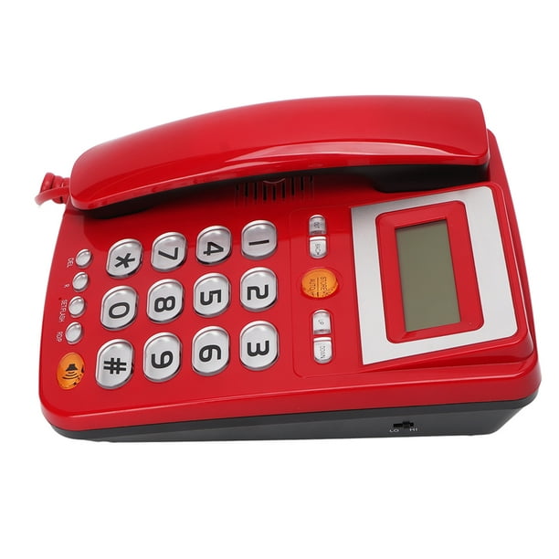 Teléfono con cable para teléfono fijo, teléfono fijo de escritorio con  pantalla LCD de identificación de llamadas, botón grande y manos libres