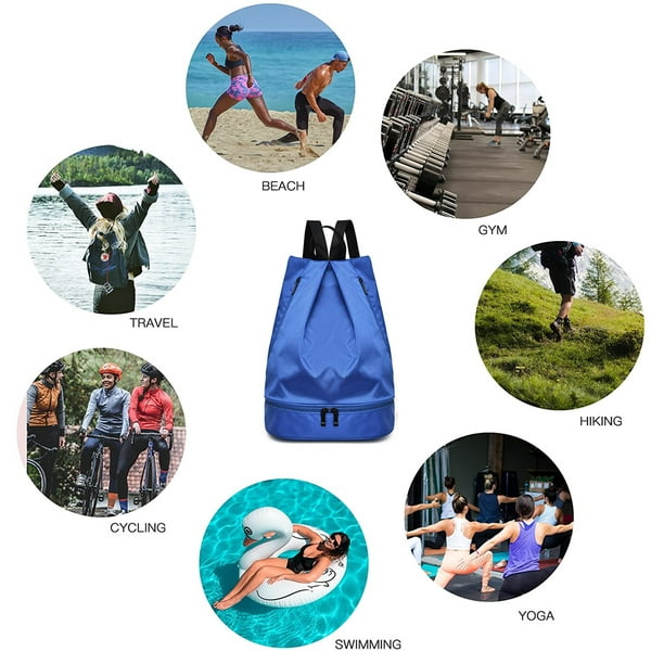 Bolsa de gimnasio para hombres con compartimento para zapatos y bolsillo  húmedo, mochila deportiva para natación, yoga, bolsa de viaje impermeable