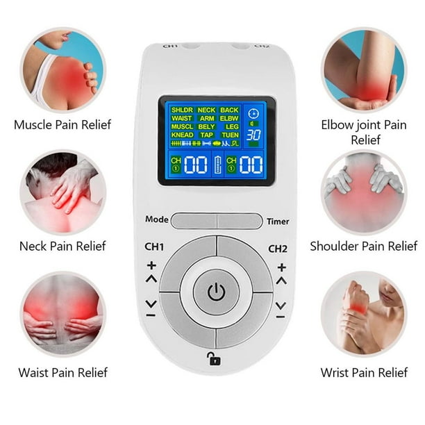 Estimulador muscular TENS EMS Unit, máquina TENS de 24 modos para alivio  del dolor y fuerza muscular, masajeador de pulso electrónico recargable (no