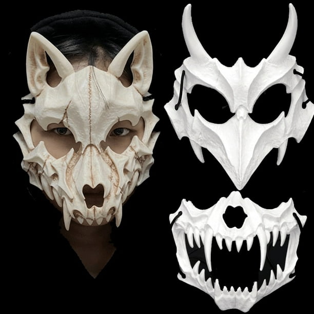Máscara de hombre lobo para la cabeza, disfraz de lobo, máscara de disfraz  de fiesta (negro, talla única)