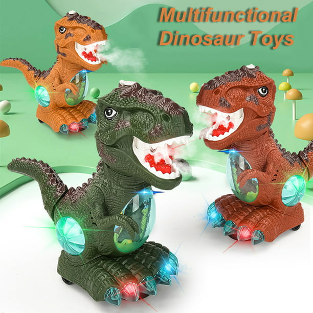 Juguetes de dinosaurio para niños de 2 a 5 años, luces intermitentes y  juguetes musicales de rugido para niños de 3 años, 3 autos de dinosaurios