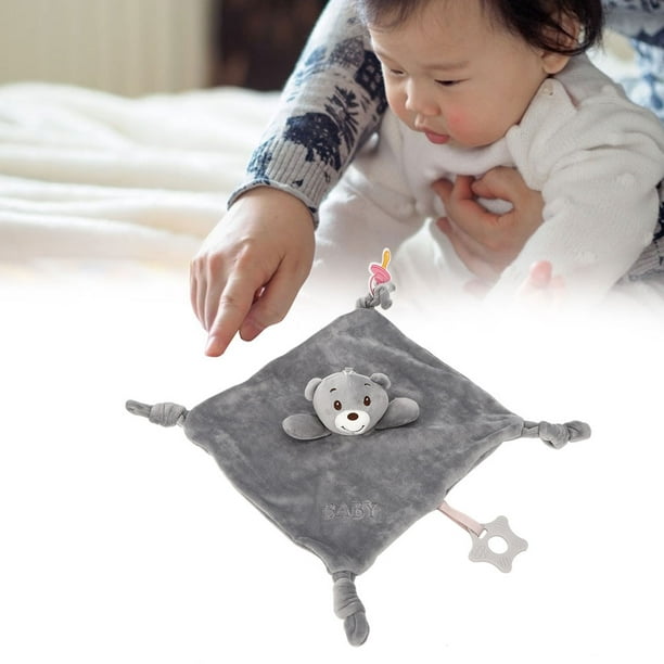 Edredón para recién nacido, juguete de peluche, pañuelo calmante para bebé,  toalla suave para bebé, oso gris