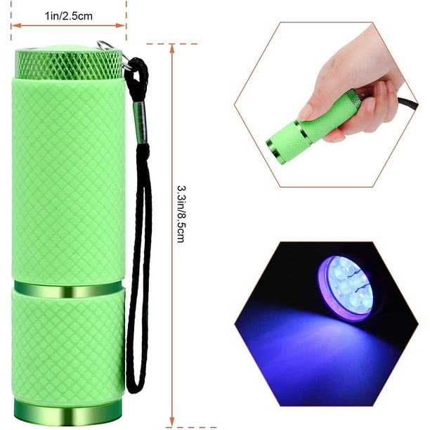 RV Linterna LED verde, linternas pequeñas y brillantes con 9 luces LED,  secador de uñas de gel liger Rojo Verde