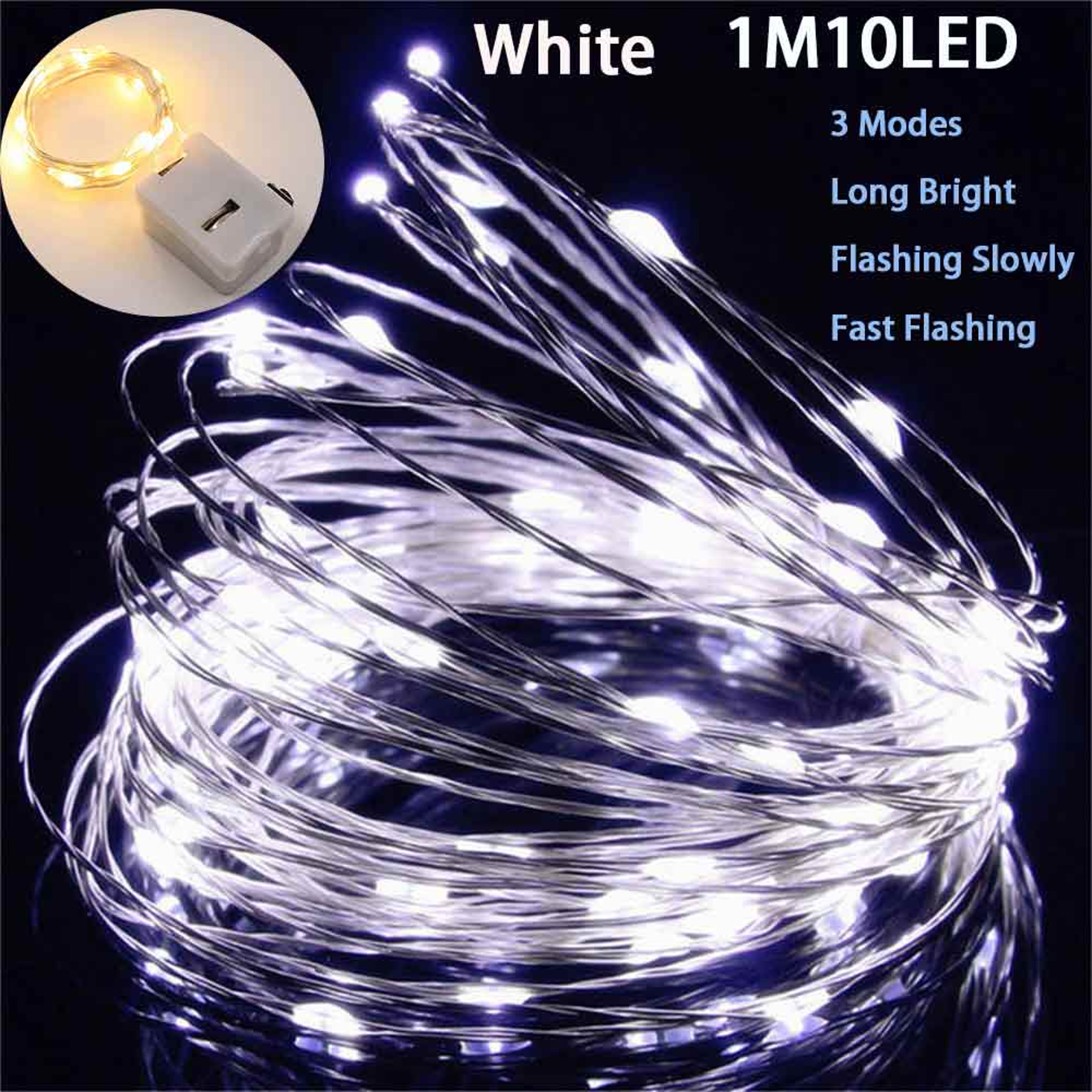 Tira de luces LED USB de alambre de cobre, tira de luces LED impermeable  para Navidad (blanco, 1M 10LED)