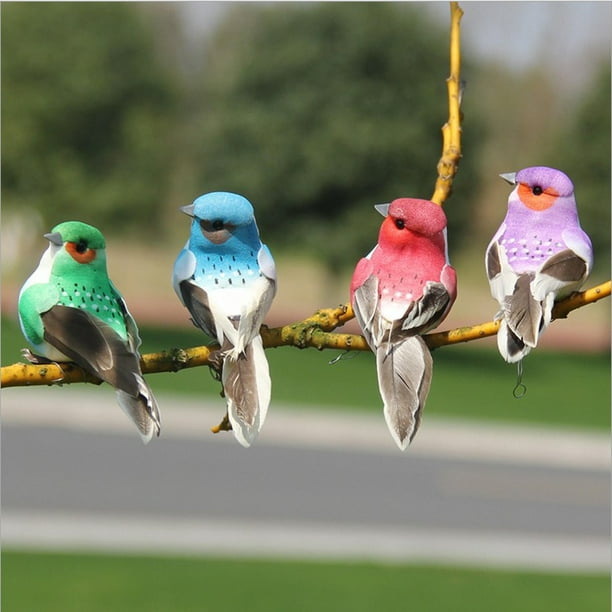 Pájaros decorativos de espuma todavía en paquete, pájaros amarillos verdes  artificiales con colas largas, suministro para manualidades -  México