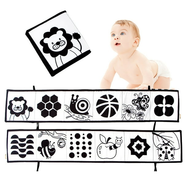 Libros para bebés de 0 a 6 meses, juguetes sensoriales de alto contraste  para bebés, juguetes sensoriales para bebés de 6 a 12 meses, libro de
