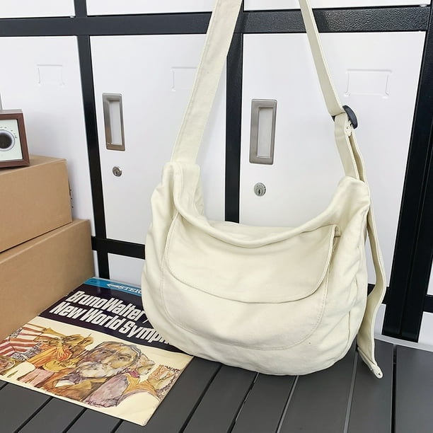  Bolsas de lona para mujer, bolsa de hombro con cremallera  cruzada para oficina, viajes, escuela, Negro -, Moda : Ropa, Zapatos y  Joyería