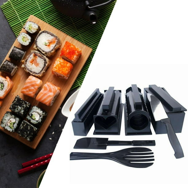 Juego de 11 piezas (negro) Kit para hacer sushi, máquina para