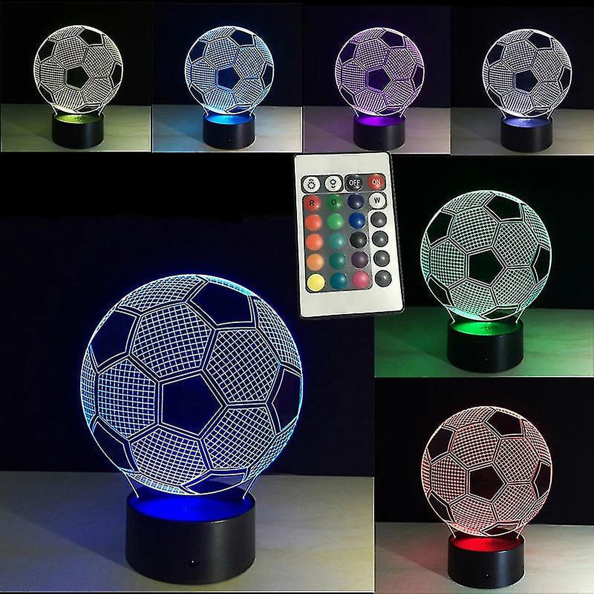 Luz nocturna de fútbol, ​​LED 3D ilusión óptica luz nocturna