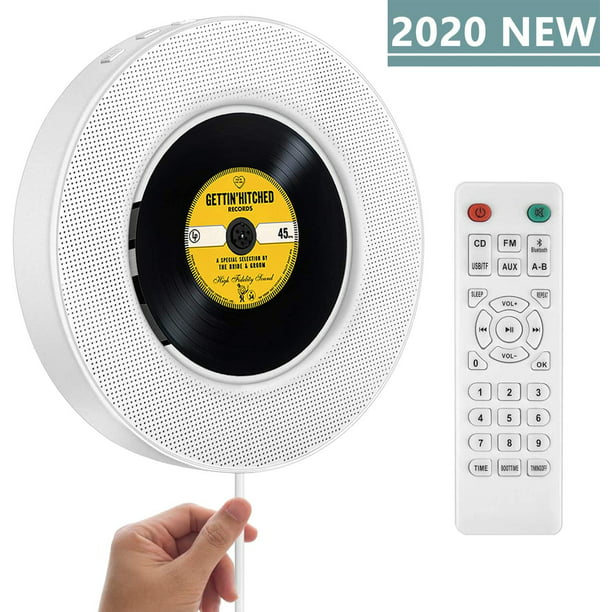 Reproductor de CD portátil Qoosea con Bluetooth, reproductor de música de  CD para montaje en pared, boombox de audio para el hogar con control  remoto
