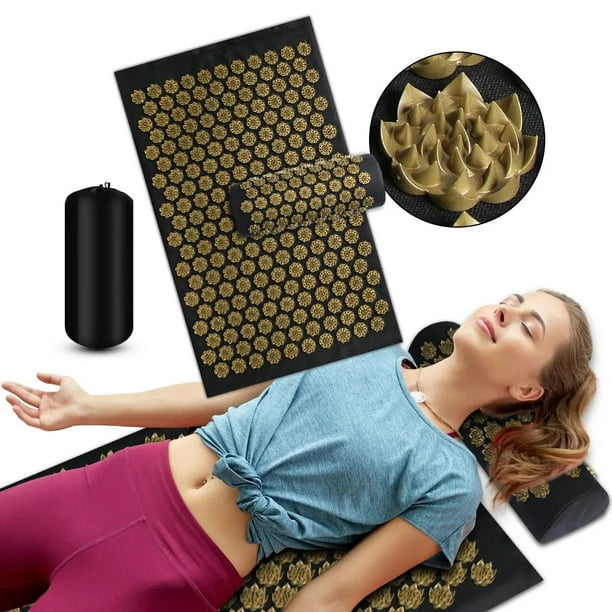 ER Pranamat Eco Lotus Spike Mat acupuntura masaje cojín Kuznetsov aplicador  para cuello pie espalda Yoga acupresión masaje Mat brillar Electrónica