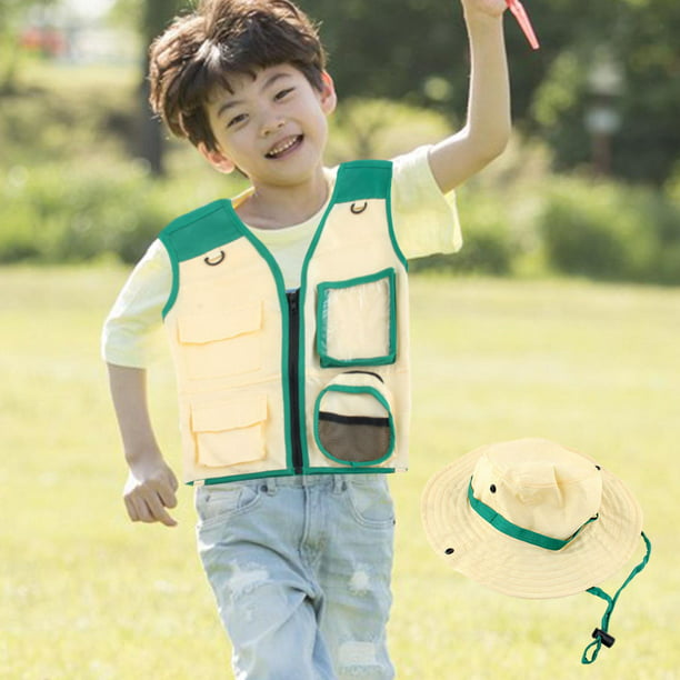 de exploración al aire libre para niño disfraces de juego de rol, conjunto  de chaleco y sombrero de accesorios de carnaval para s Verde Baoblaze  Disfraz de explorador infantil