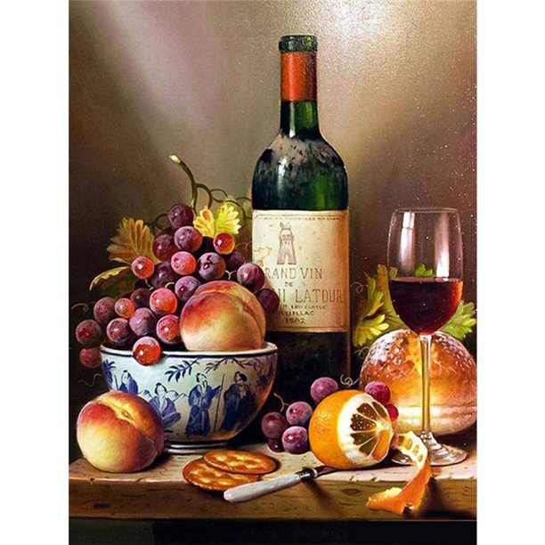 Lienzos Cuadros Decorativos De Pared Fruta Uva Vino Tinto Modernos Para  Sala NEW