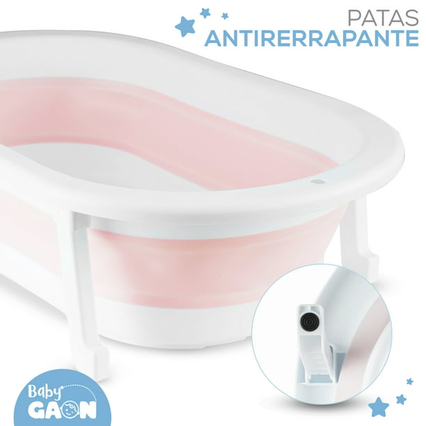 Bañera Plegable Para Bebés Tina Portátil Con Termómetro Color Rosa