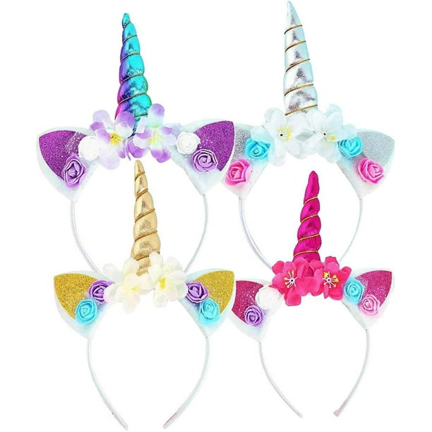 minkissy Diadema de unicornio para niña, piezas para el cabello, decoración  de cuerno, diadema de cuerno con purpurina, diadema de unicornio para el