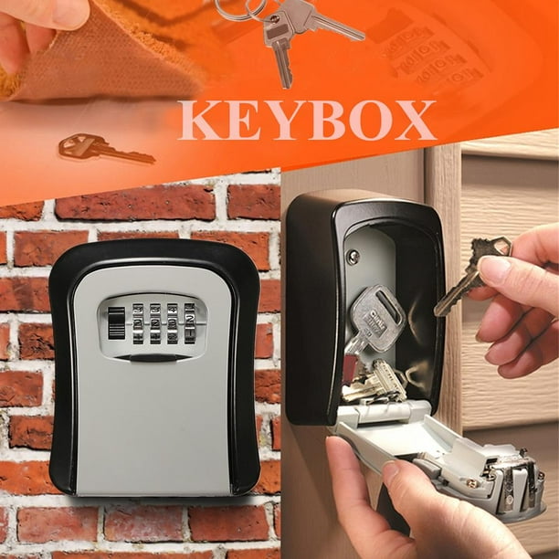 Caja de bloqueo de llave para llave de casa, caja de bloqueo de montaje en  pared de código de combinación de 4 dígitos, caja de bloqueo de