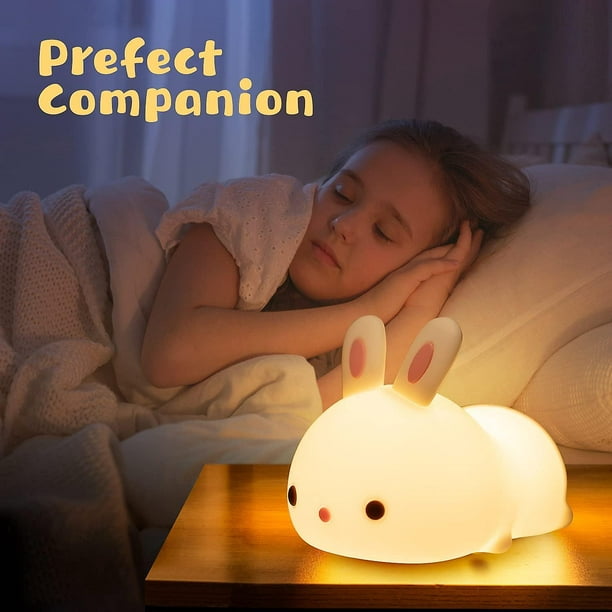 Luz de noche para niños, luz de noche para bebés, luz de noche para niños  recargable, luz de noche para bebés con conejo táctil, luz de noche  portátil