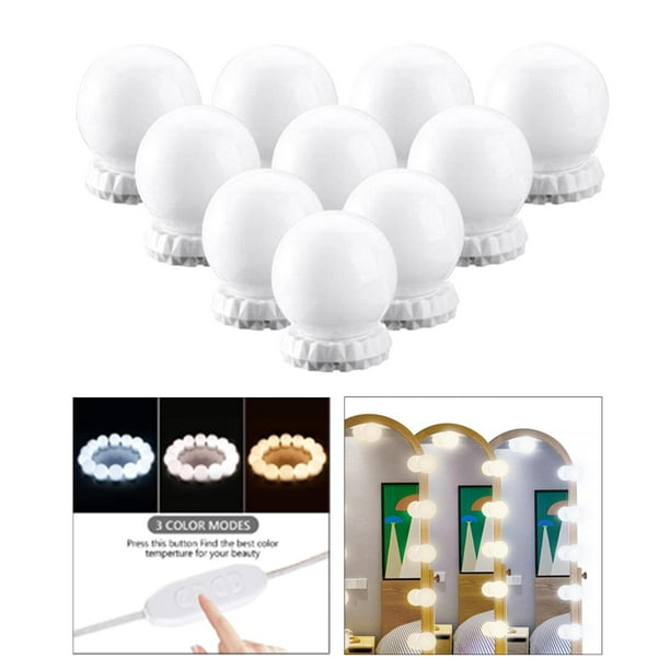 LED de espejo de tocador de 10 bombillas de lámpara regulables