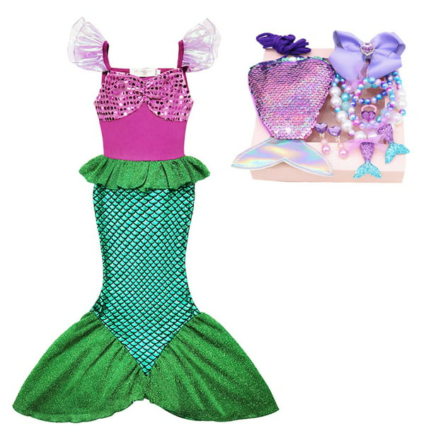 Vestido de princesa de sirena para niñas, disfraz de Cosplay para