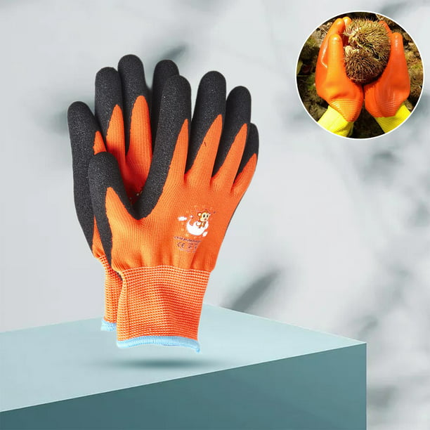 1 par de guantes de jardinería para niños, resistentes al agua,  transpirables, antideslizantes, antipuñaladas, protectores de