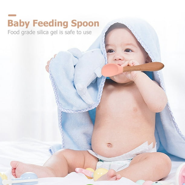 Tiny Twinkle Cuchara para bebé, cuchara de alimentación para bebés sin BPA,  cuchara de silicona para bebés, cucharas para bebés, artículos esenciales
