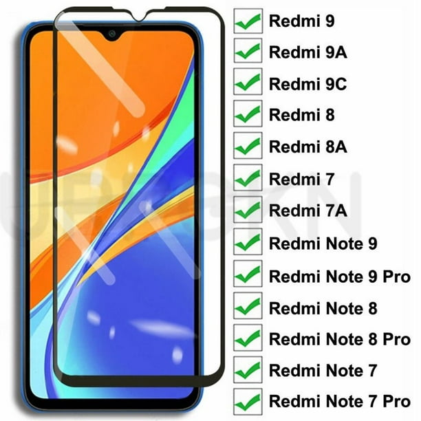 Vidrio templado completo 9D 9H para Xiaomi Redmi Note 7 8 9 Pro 8T 9S,  Protector de pantalla Redmi 7 7A 8 8A 9 9C 9A, vidrio Protector de  seguridad Tan Jianjun unisex