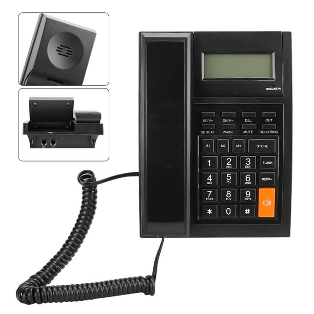 KXT504 Teléfono fijo portátil para oficina, negocio familiar, función  Flash, ABS, negro