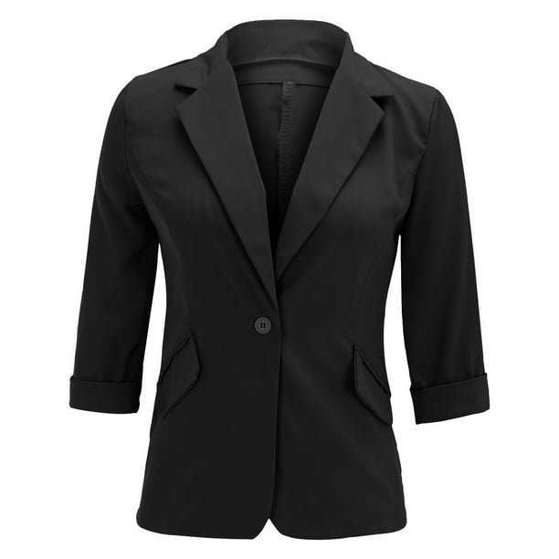 Chaqueta de terciopelo de oficina para mujer, con solapa, ajuste delgado,  con botones, manga larga, abrigo