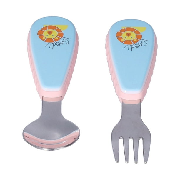 Doddl - Juego de cubiertos para niños, niños y bebés de 12 meses + cuchara  y tenedor de 2 piezas, diseño ergonómico para promover la alimentación