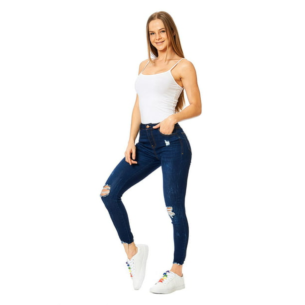Mujer nueva compacto de la moda casual Jeans pantalones de mezclilla Strech  recortada - China Cómodo jeans y jeans precio