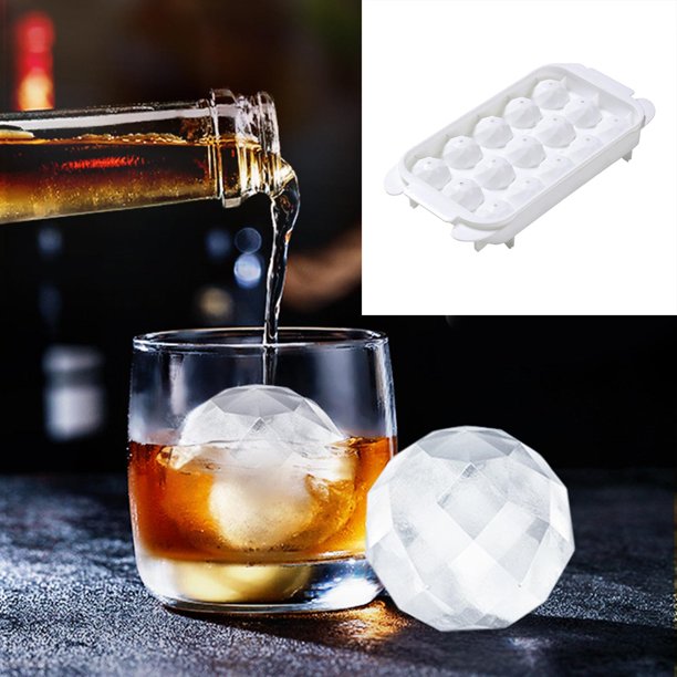 Bandejas de silicona para cubitos de hielo (juego de 2) moldes de bolas de  hielo para whisky, molde para hacer bolas de hielo, molde redondo para