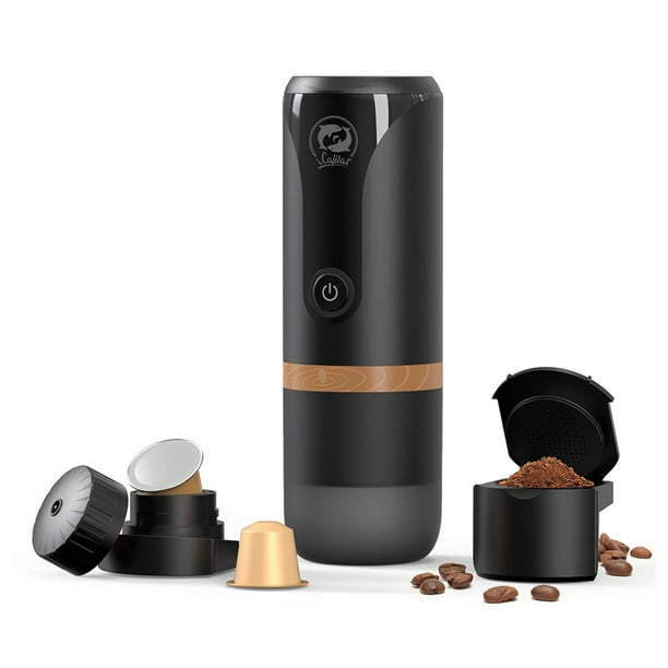 Cafetera personal, eléctrica autocalentable portátil con cápsula de café,  USB/encendedor de cigarrillos, mini cafetera espresso para el hogar