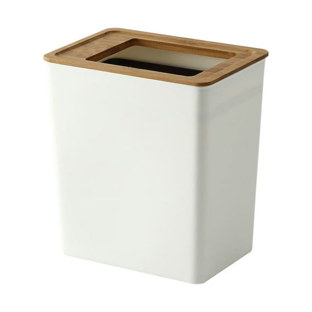 funest Cubo de basura pequeño con tapa, paquete de 2 cubos de basura de  baño con tapa desplegable, cubo de basura de plástico estrecho e  impermeable