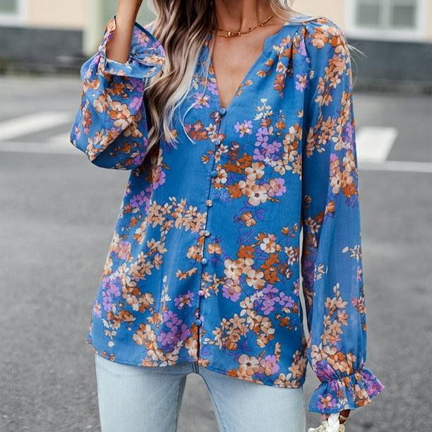 Blusas De Mujer Camisas Moda Elegante Estampado Floral Camisas
