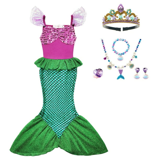 Disfraz de sirenita para niñas, vestido de sirena para niñas, ropa de  fiesta para niñas, ropa de cumpleaños, disfraz de Halloween, disfraz de  ariel -  México