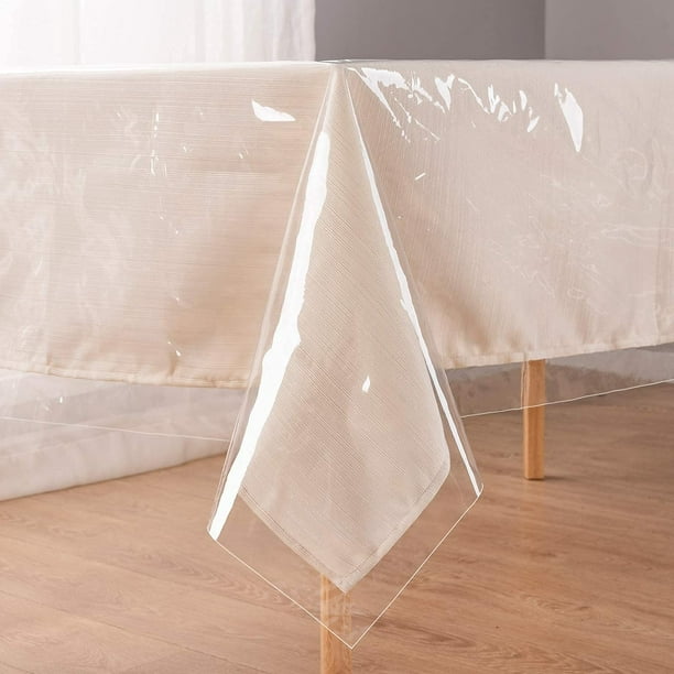  Mantel rectangular de PVC transparente, protector de plástico  de vinilo para escritorio, impermeable, protección contra el calor, mantel  transparente de 0.079 in, mantel de comedor (tamaño : 28 x 55 pulgadas) 