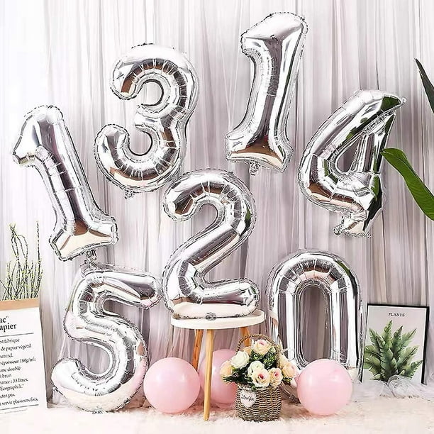 Globo de cumpleaños número 5, decoraciones de cumpleaños número 5,  suministros de fiesta de cumpleaños número 5, globos de aluminio de Mylar  de color