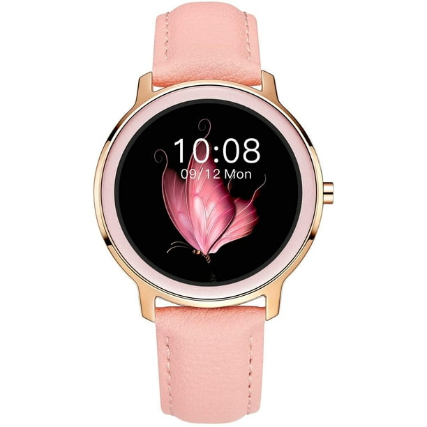 LYNN – Reloj inteligente para mujer impermeable pequeño redondo compatible  con teléfonos iPhone Android reloj de seguimiento de actividad física con