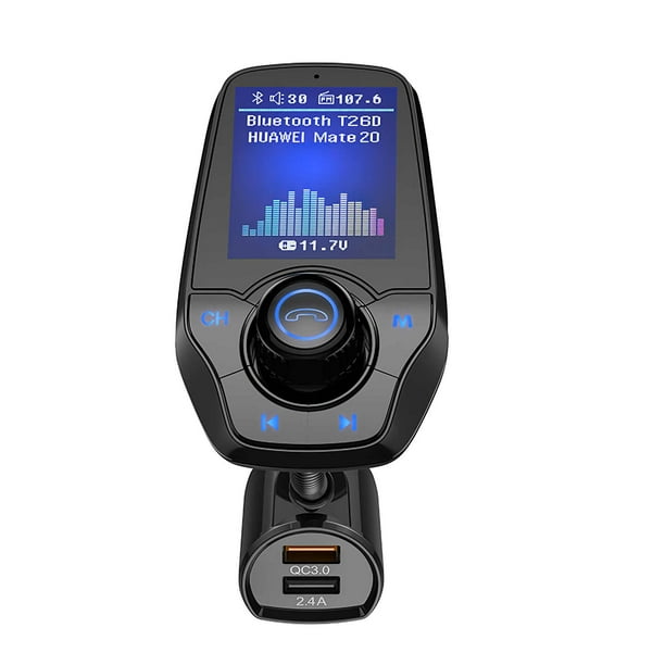 Cargador de coche de llamadas manos libres, transmisor FM inalámbrico  Bluetooth, receptor de radio, adaptador estéreo de música de audio MP3,  cargador