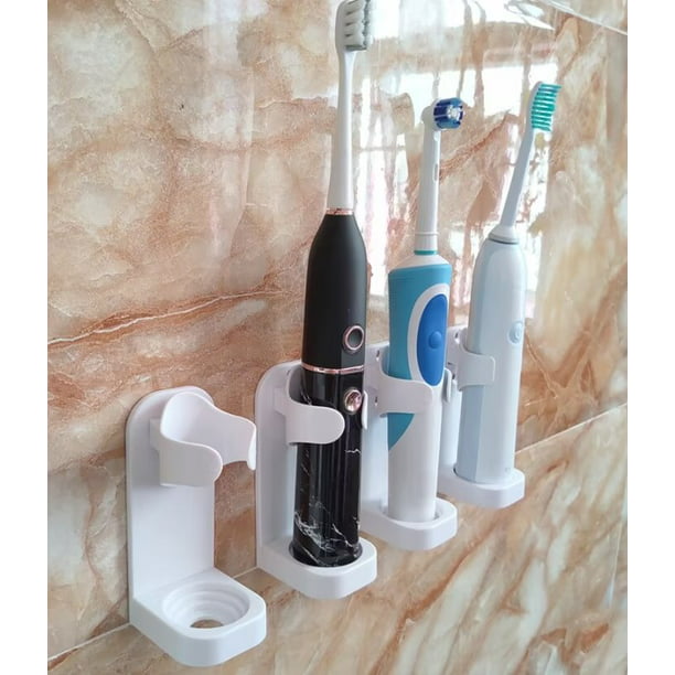 Soporte de cepillo de dientes electrónico montado en la pared para baño,  soporte de cepillo de dientes adhesivo, 4 piezas TUNC Sencillez