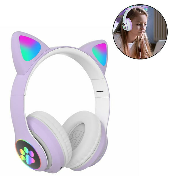 Auriculares inalámbricos cat ear auriculares Bluetooth luces led auriculares  para niños niña