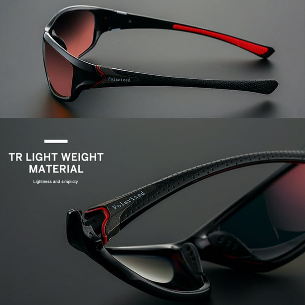 Ciclismo Gafas de sol polarizadas Hombres UV400 Gafas de conducción al aire  libre (Película roja negra) Likrtyny Para estrenar