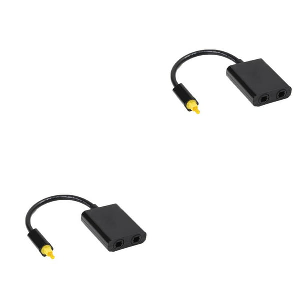Adaptador de divisor de audio óptico digital Toslink de doble puerto Cable  de audio Cable de audio de fibra óptica 1 en 2 salidas (negro)