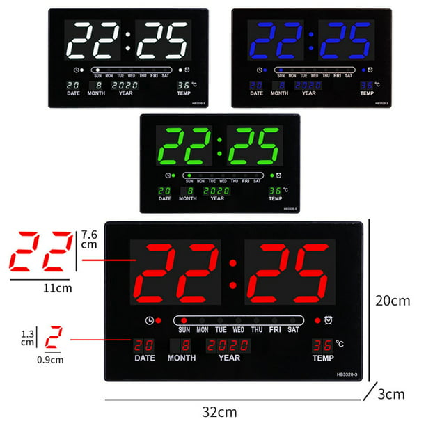Reloj de Calendario Digital de 7 Pulgadas Reloj de Pared con Pantalla  Grande HD Reloj de Calendario Digital para Ancianos Control Remoto Alarma  Electrónica Regulable ANGGREK Otros
